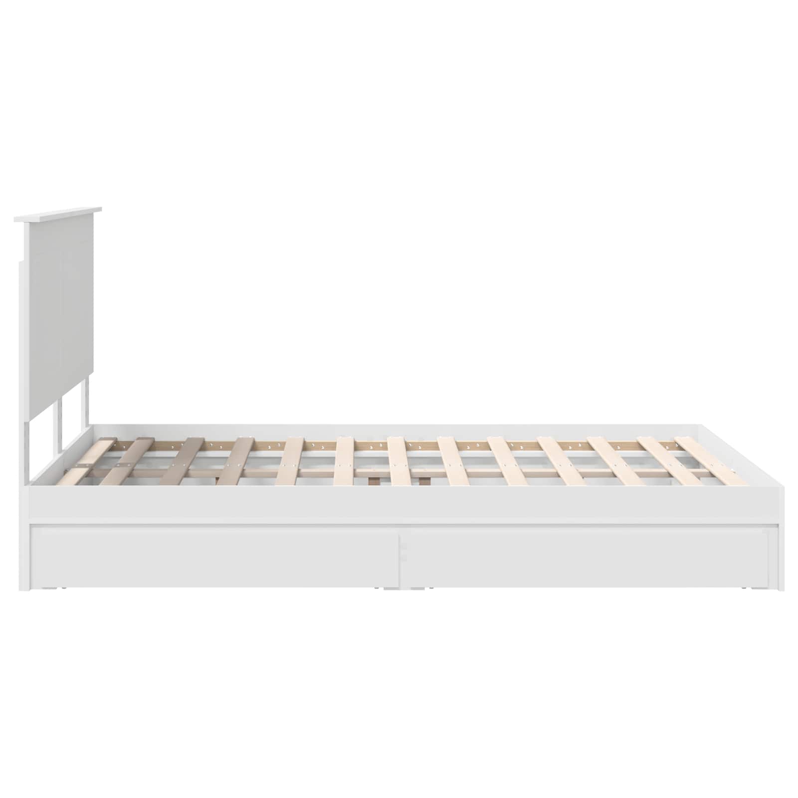 Lit de rangement blanc 140 x 190 cm en panneau de bois - 9