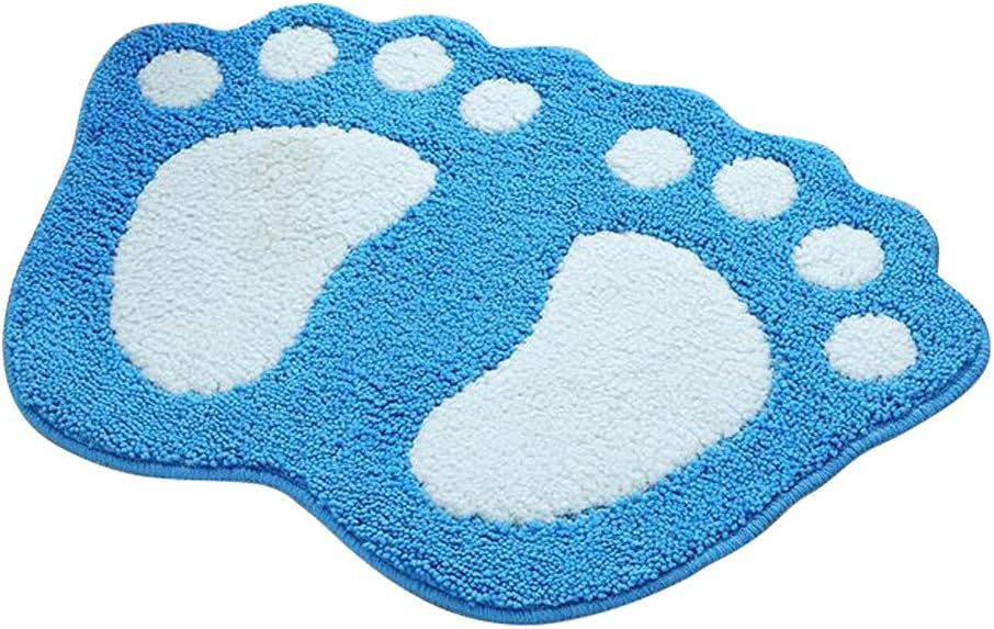 Mata łazienkowa antypoślizgowa, duże, urocze stopy, chłonna, 40 x 60 cm (niebieska)