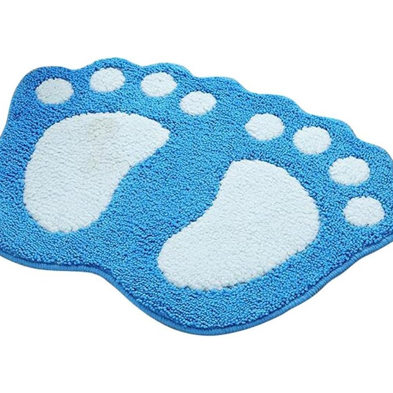 Mata łazienkowa antypoślizgowa, duże, urocze stopy, chłonna, 40 x 60 cm (niebieska)