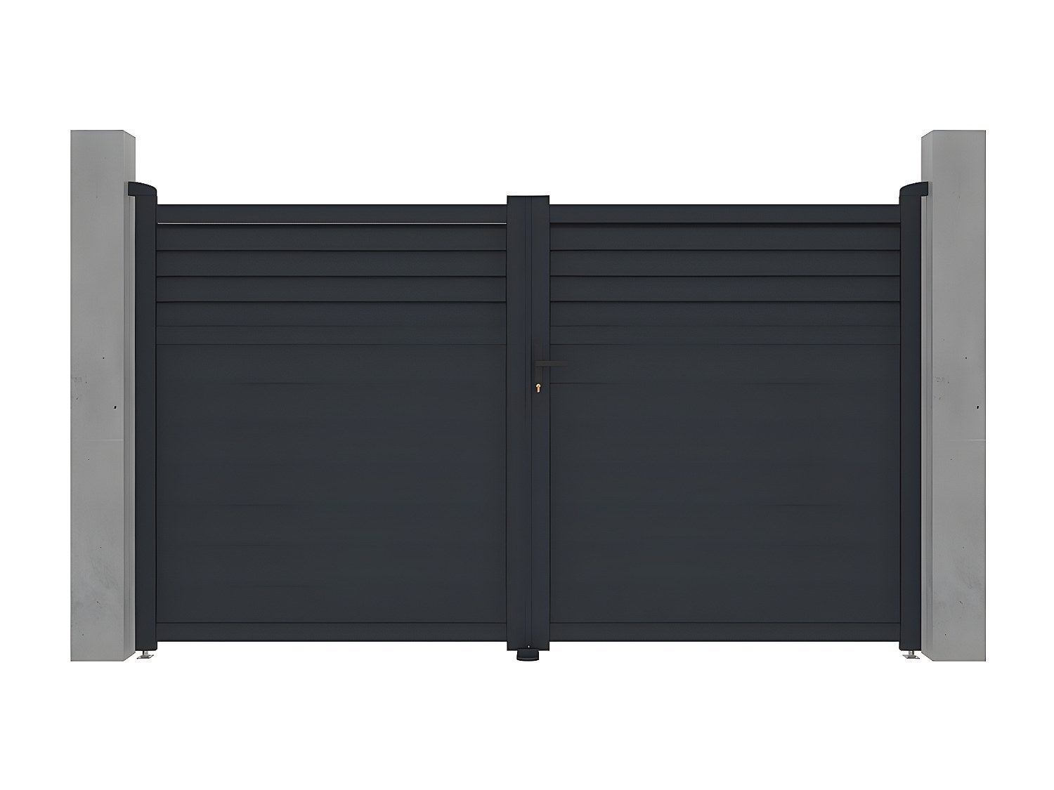 Portail battant aluminium persienné L305 x H180 cm anthracite - VIAZO - 3