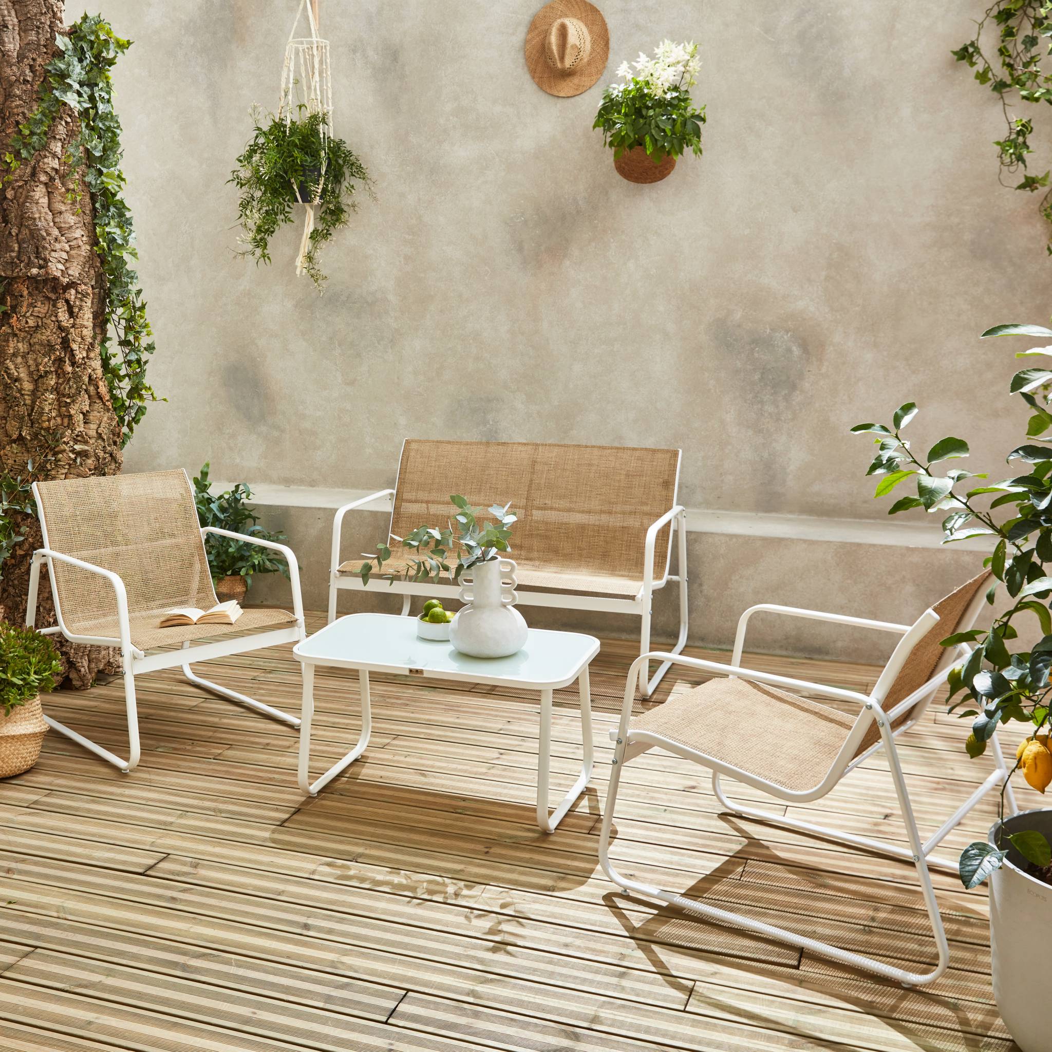 Salon de jardin en Métal Beige 4 personnes - 3