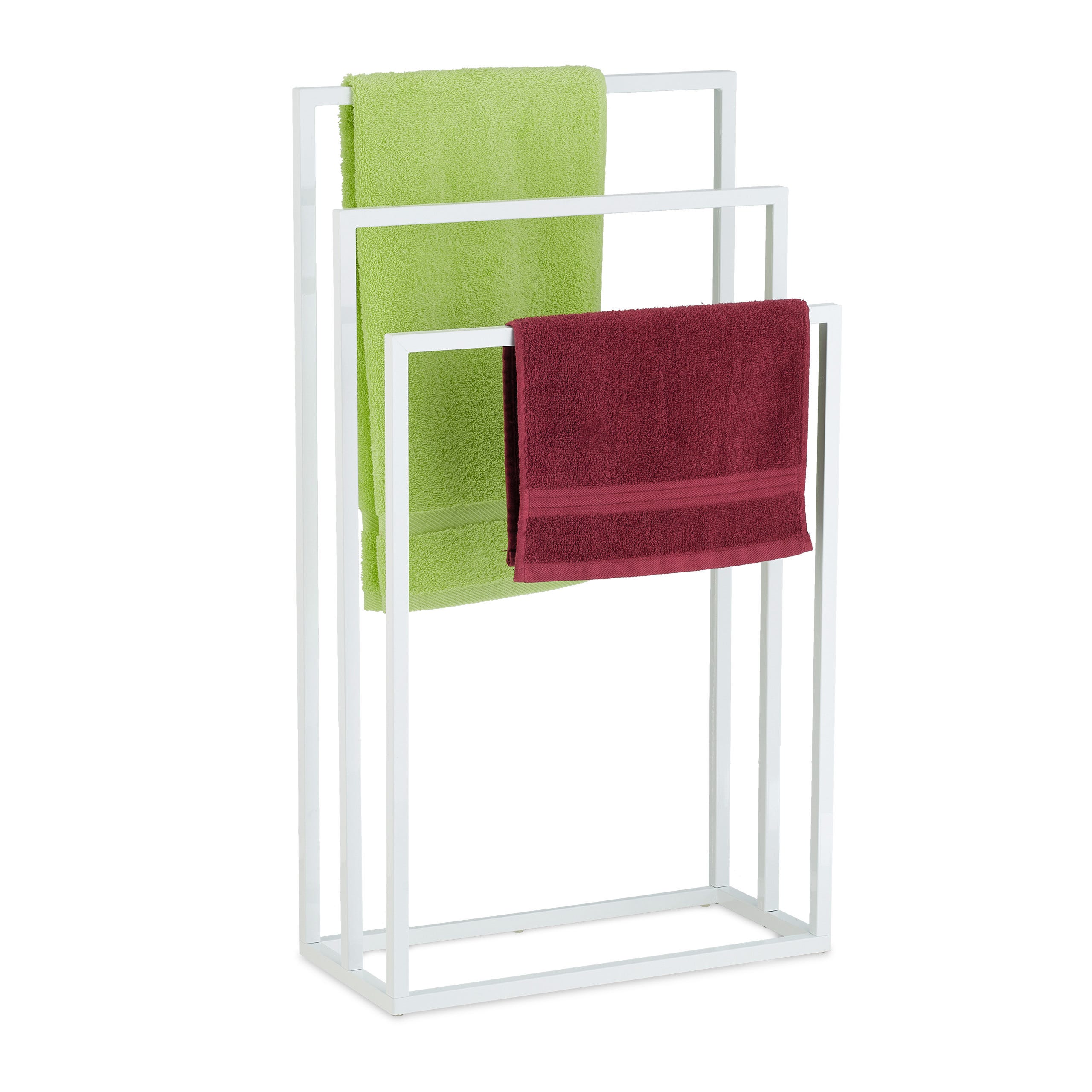 Piantana Portasciugamani Relaxdays - 3 Bracci, Acciaio Nero, 82.5x46x21 Cm, Senza Trapano - Foto 4