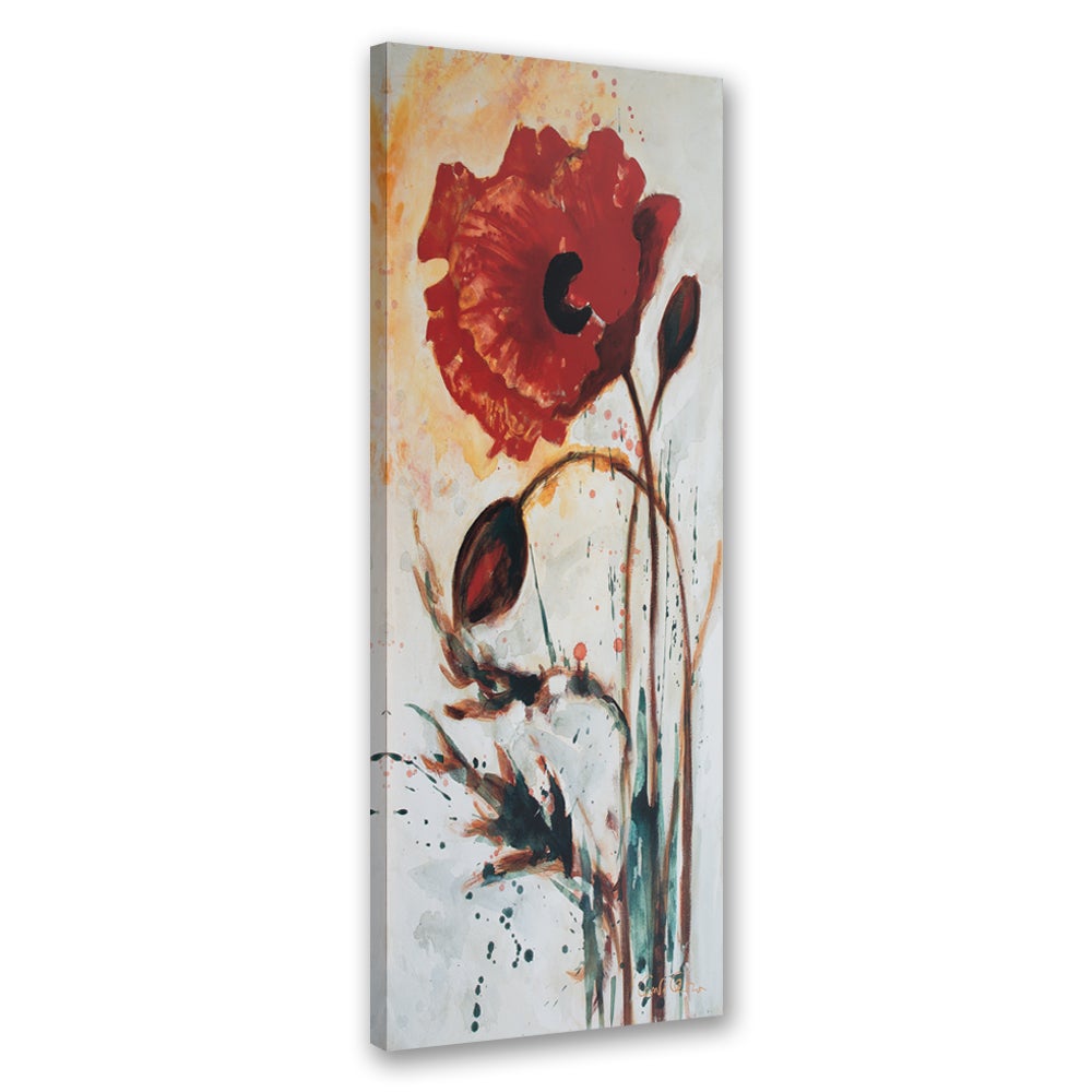 Obraz na płótnie, Kwiat maku malowany 30x90