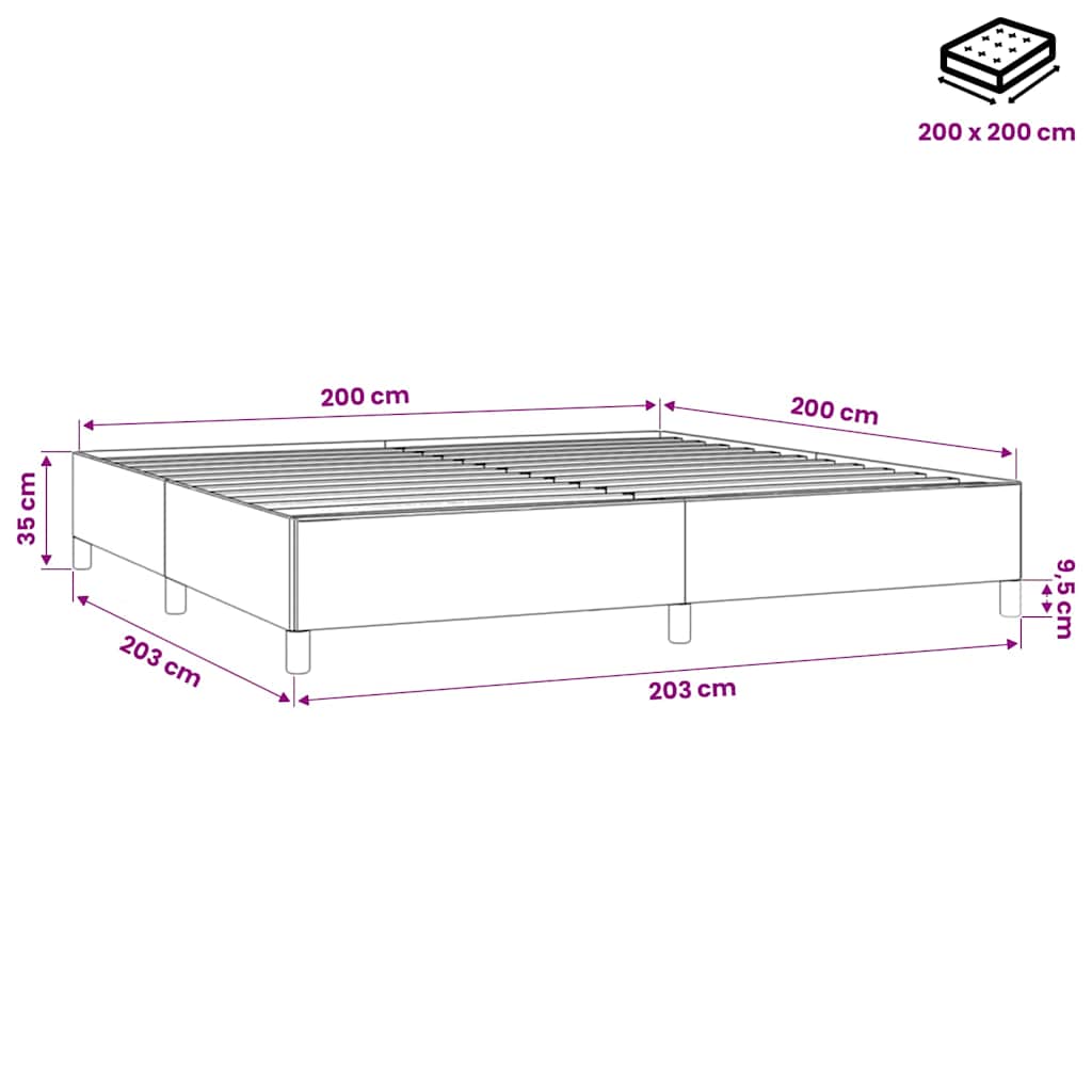 Cadre de lit sans matelas velours gris foncé 200x200 cm - 3