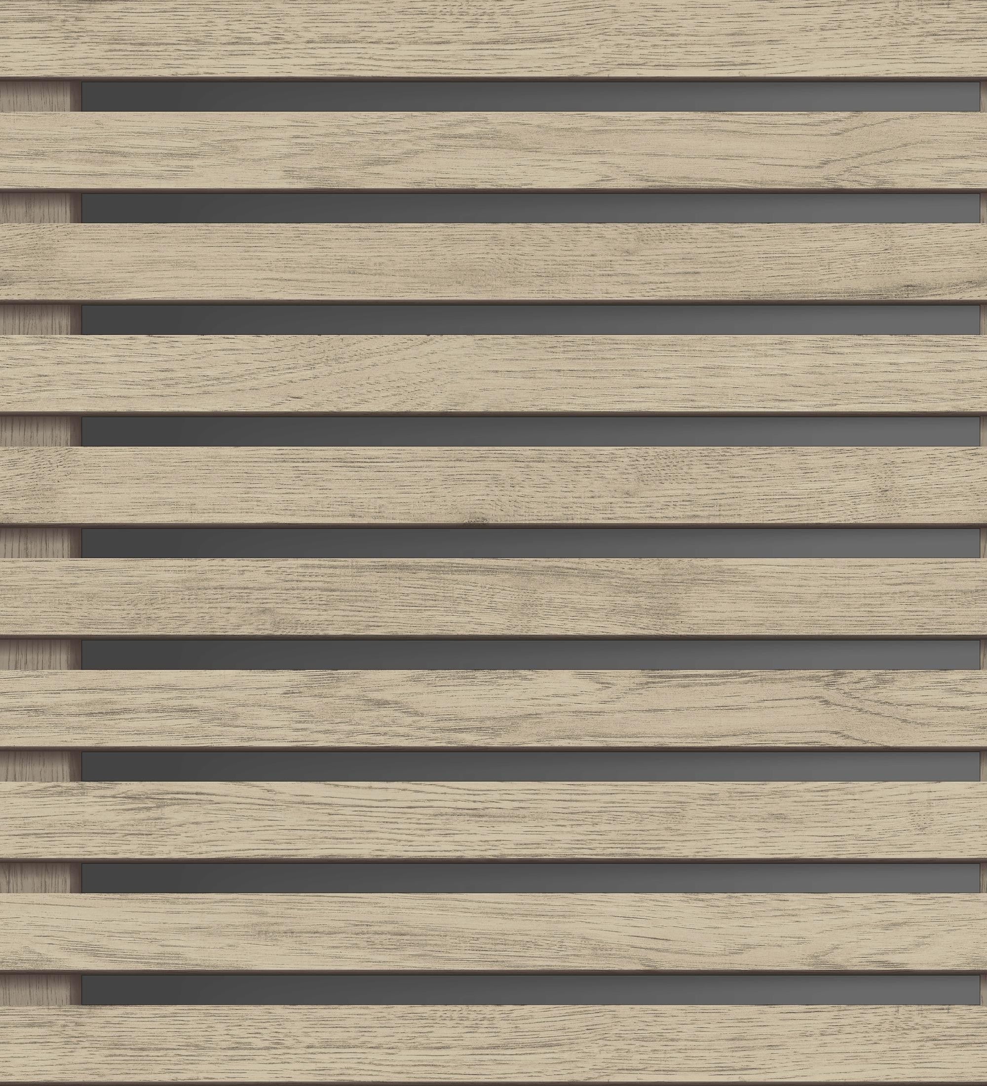 Papier peint baguettes de bois naturel en panneaux sur fond foncé - Thabo 681958 de GAULAN - Rouleaux de 10 m x 0,52 m - 2