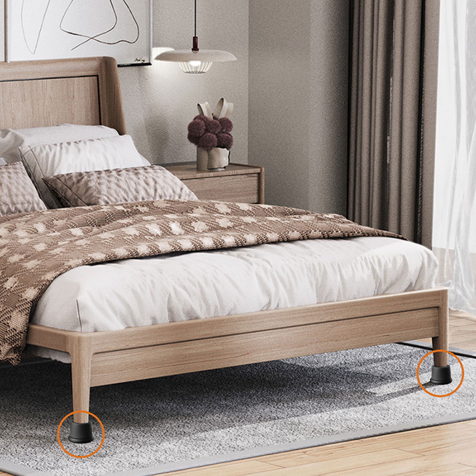 Rehausseurs de meubles 8 pièces, 40-65 mm de haut, rehausseurs de lit réglables pour lit, canapé, tables, meuble TV (noir) - 6