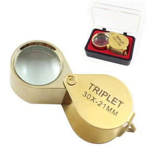 Loupe Pliante Éclairée 30x - Ton Or - Compacte Pour Lecture Et Travail De Précision - Neuf