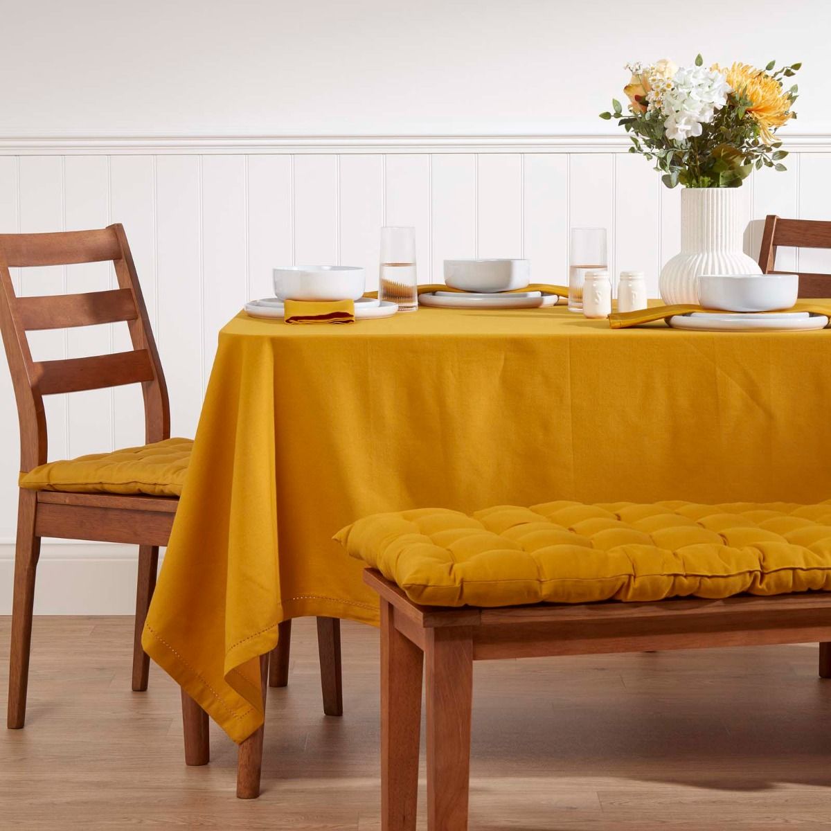 Coussin pour banc de jardin 2 places - Coussin pour banquette - Jaune moutarde - Homescapes - 2