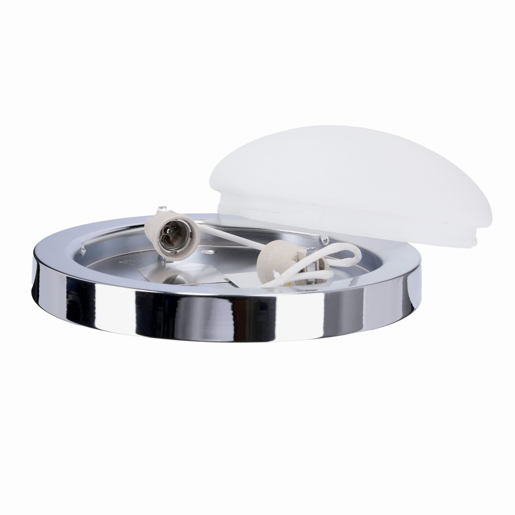 Plafon Roda okrągły chromowany biały 2xE27x20W wym: 10 x 32 cm IP44 szkło Candellux - 3