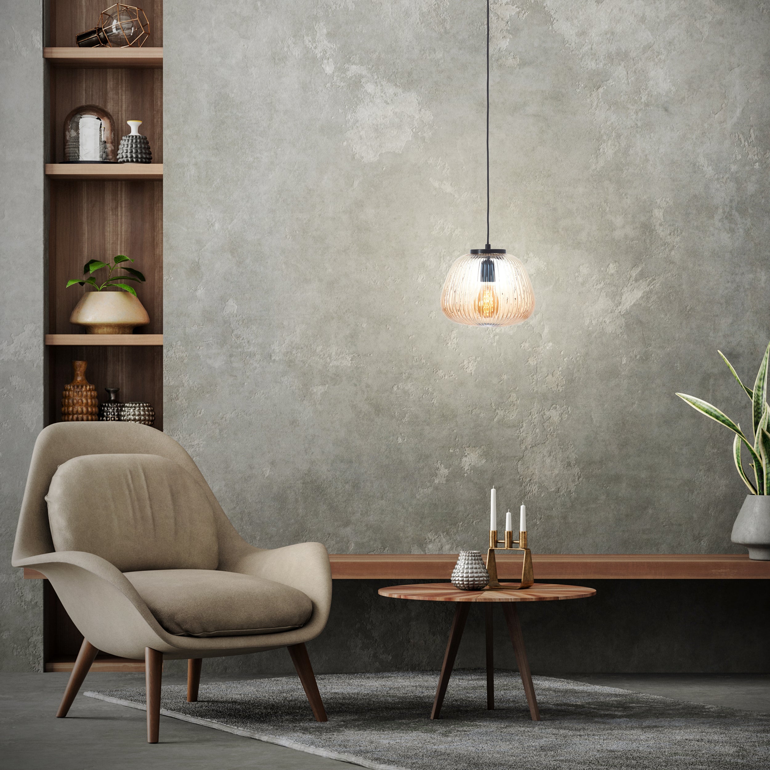 Brilliant Lampa wisząca Kaizen 25cm bursztynowy/czarny matowy metal/brązowy plastik 1x A60, E27, 40 W - 7