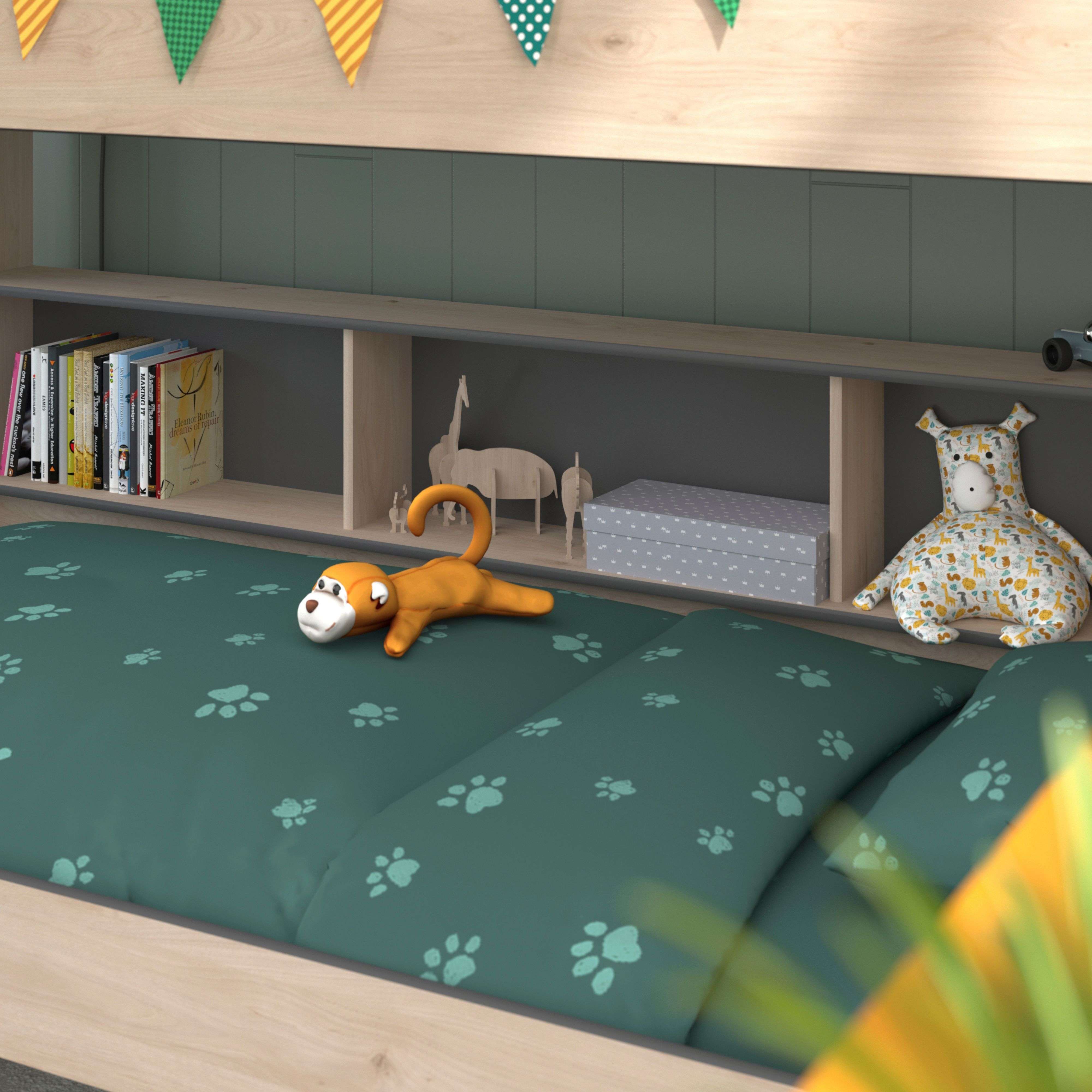 PARISOT Lits superposes enfant - Decor Chene Jackson et Gris Ombre - Sommiers inclus - 2 x 90 x 200 cm - JIM - 6