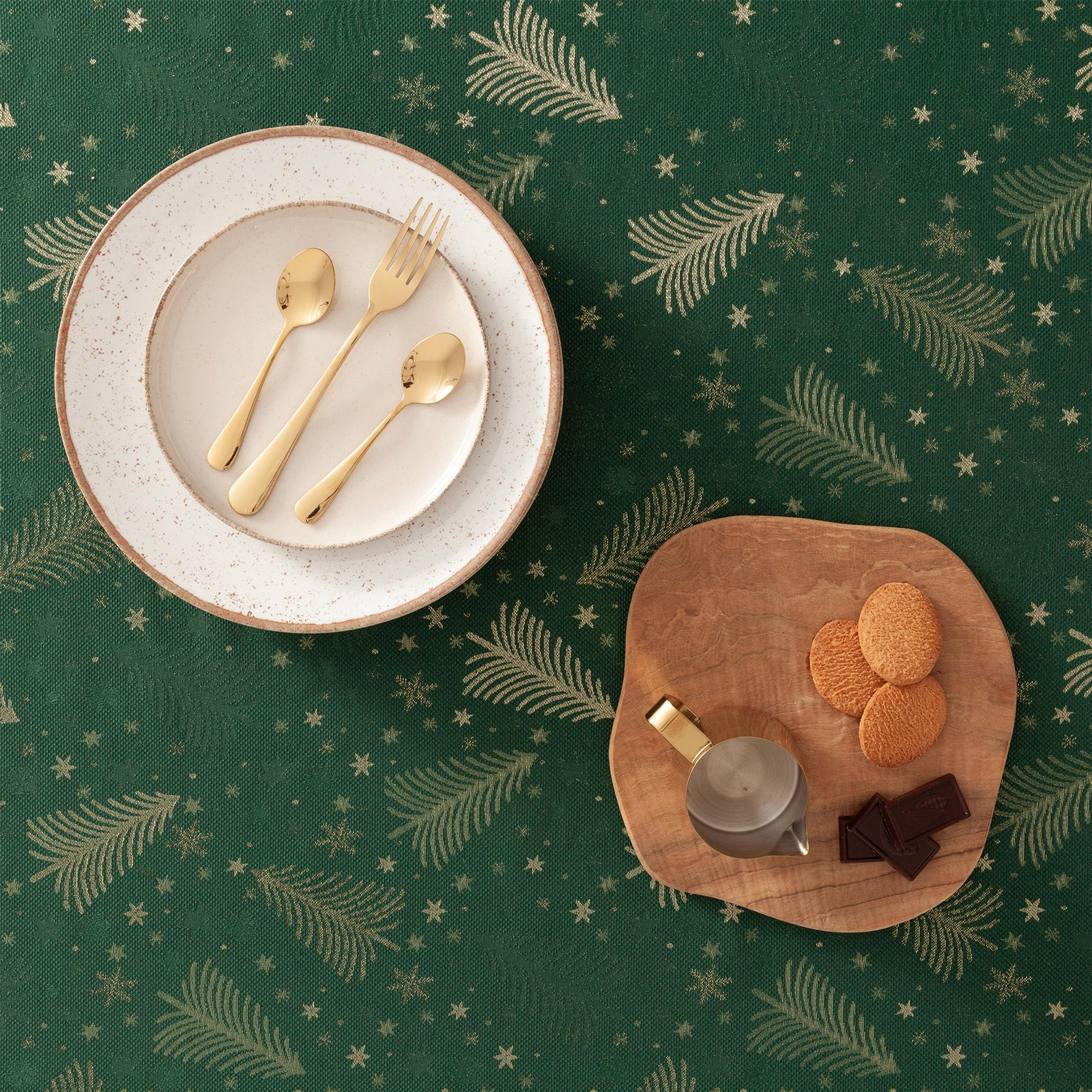 Tovaglia di Natale rettangolare in cotone jacquard verde 140x350 cm - Christree - 3