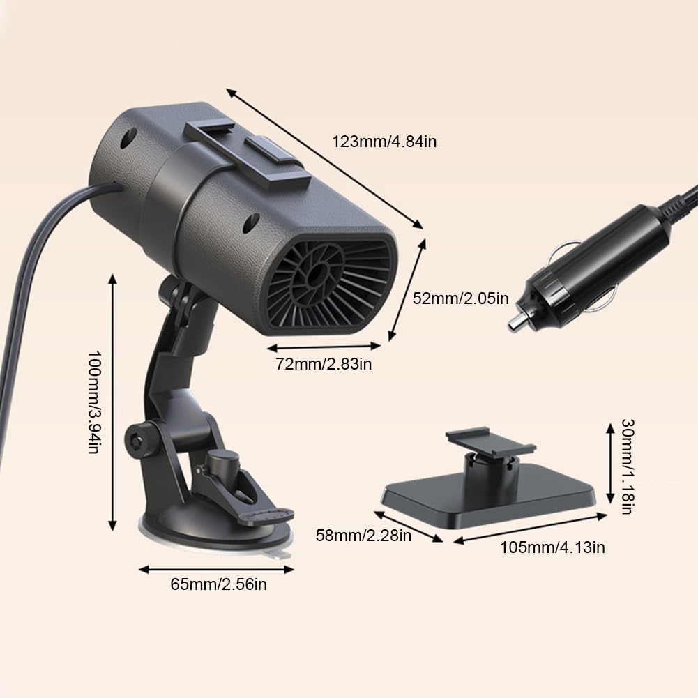 Dégivreur Pare-brise 12V Voiture - Ventilateur Chauffant Céramique 2 En Chauffant Ceramique 2 En 1 Portable Desembuage Et Degivrage Pour Automobile 88898210