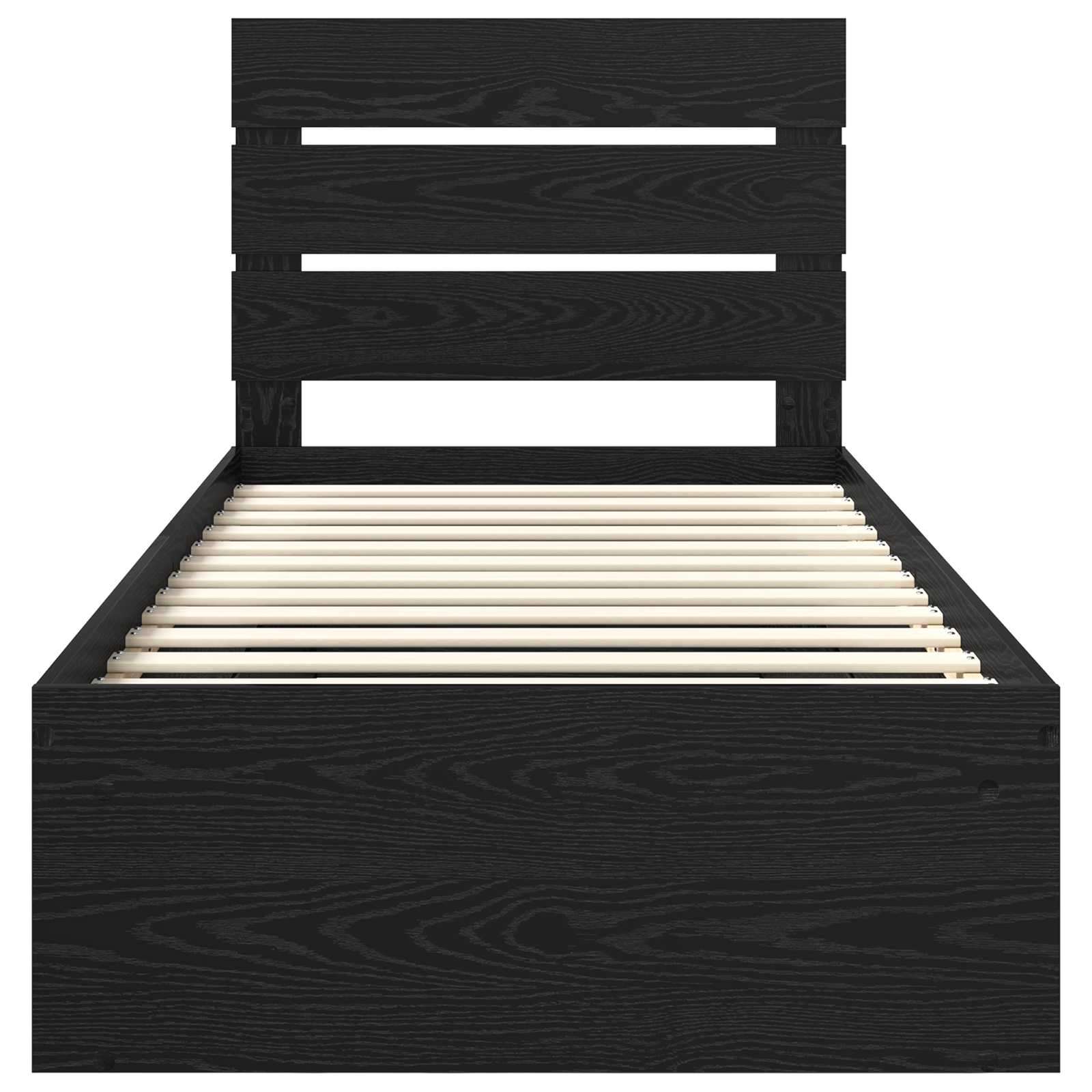 Cadre de lit noir 75 x 190 cm en bois de pin massif - 7