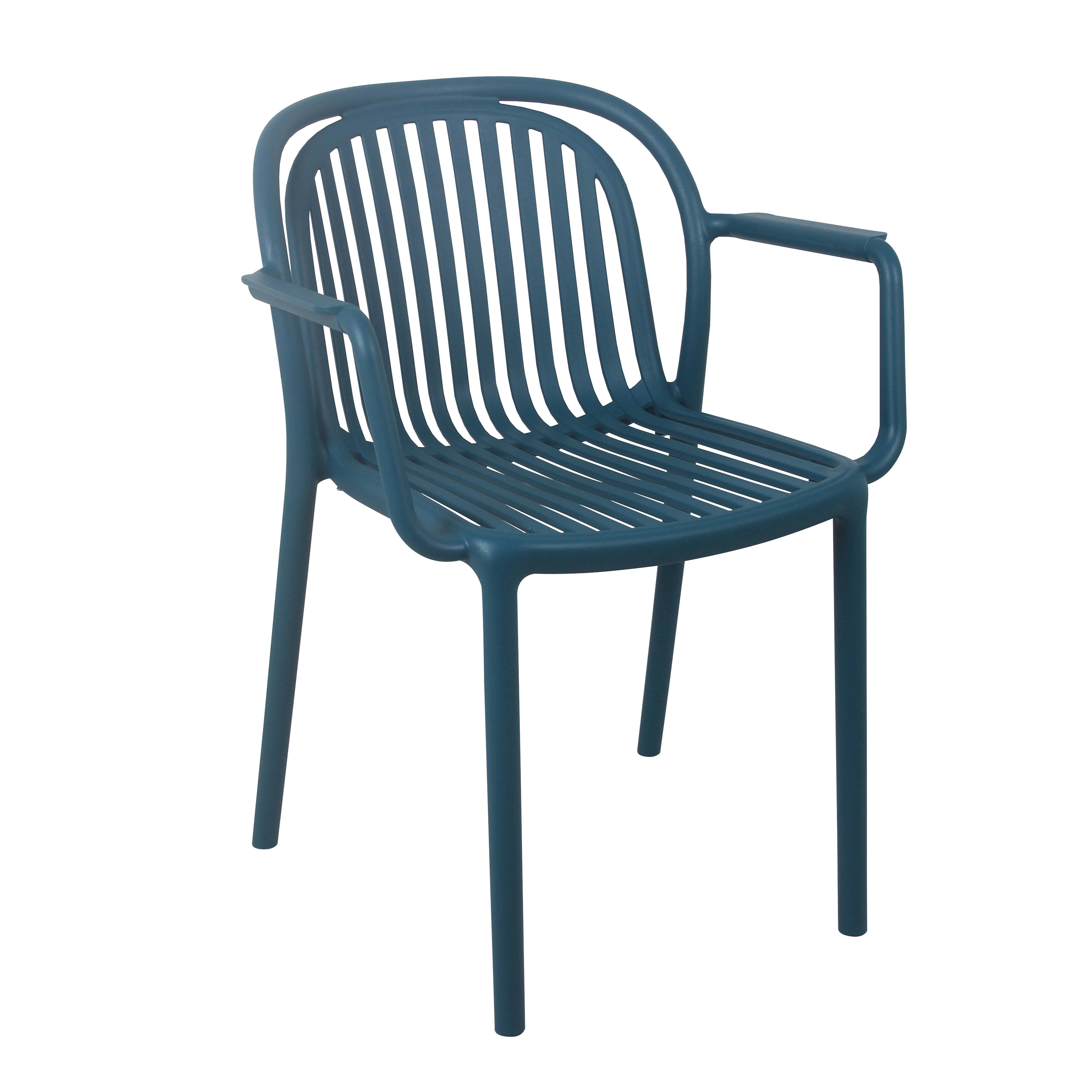 Lot de 4 fauteuils en plastique bleu canard - 2