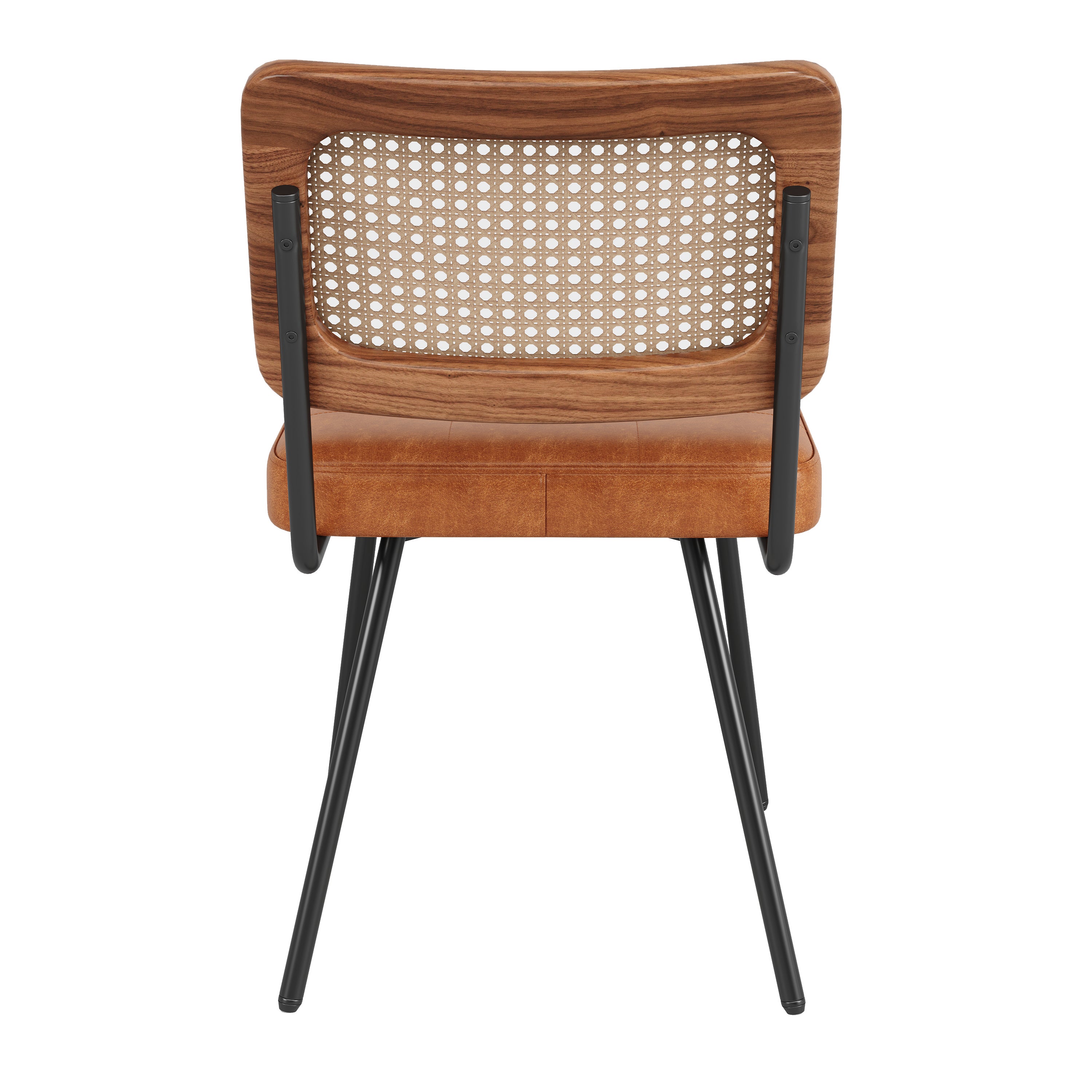 Lot de 2 chaise de salle à manger sans accoudoirs - 46 x 61 x 79 cm - Cuir PU et pièds en métal - Marron - 4
