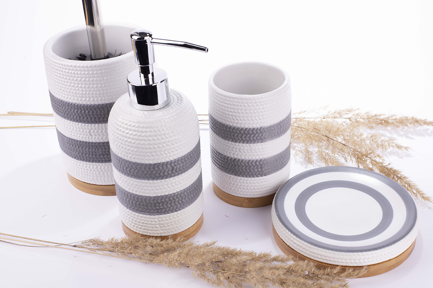 Szczotka do WC Sepio ceramiczna biało szara solidna elegancka - 3
