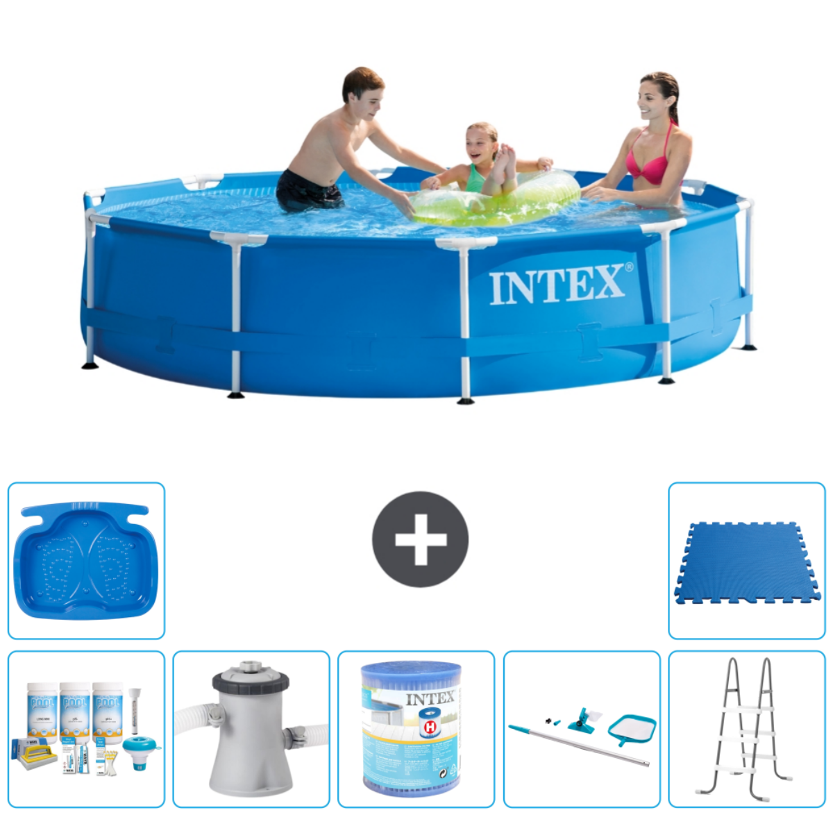 Paquete de piscina - INTEX - Alrededor - 305x305x76 cm + Accesorios ...