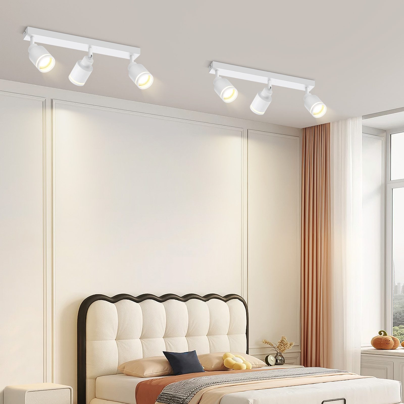 NETTLIFE Lámpara de Techo Blanca Moderna: Lámpara de Techo GU10 con 3 Focos Metálicos Regulables para Dormitorio Comedor sin Bombilla - 9