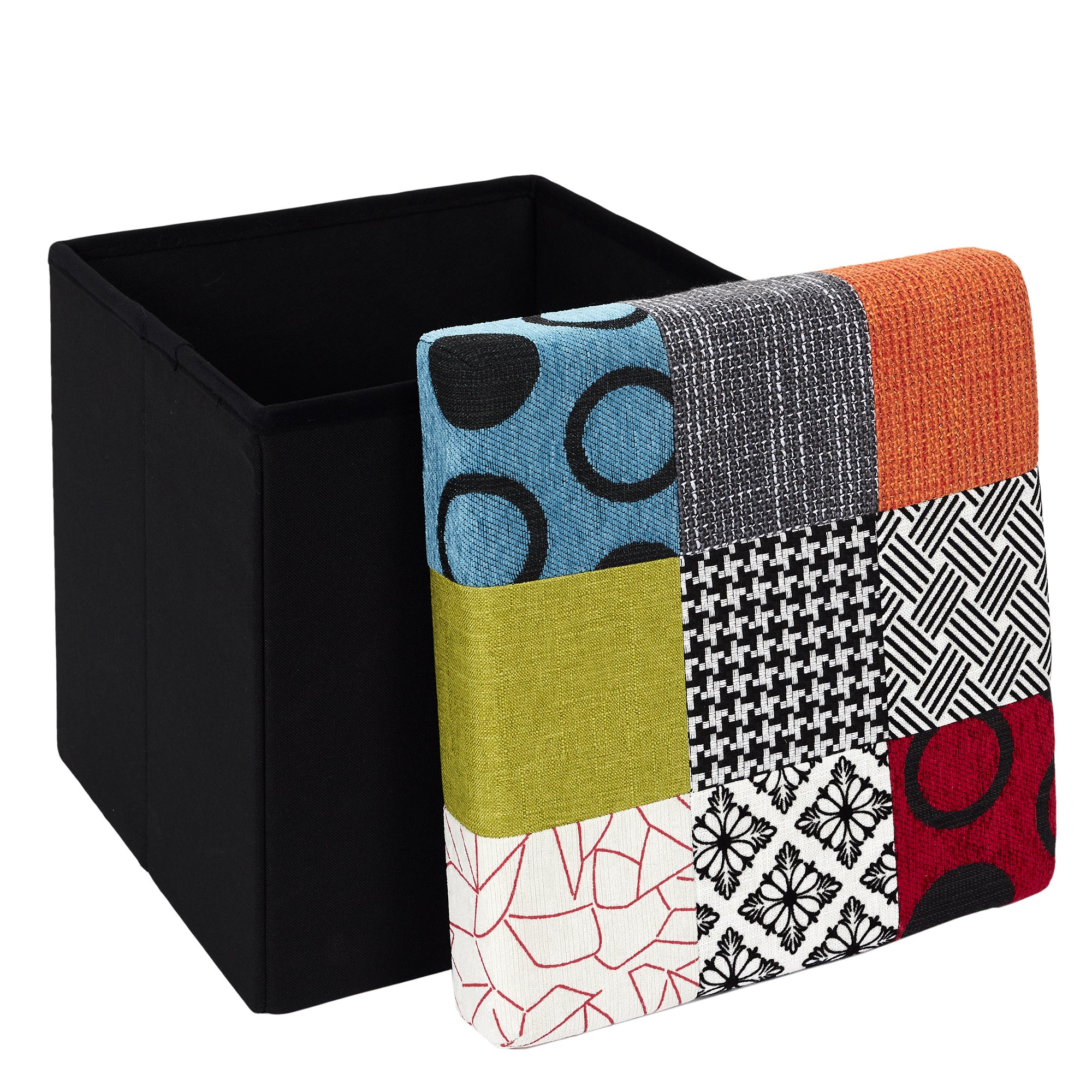 Coffre Pouf - HOME DECO FACTORY - PATCHWORK - Pliable - Multicolore - 3