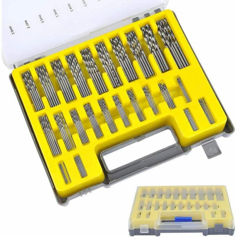 Zestaw 150 szt. wierteł krętych HSS z powłoką tytanową - Zestaw mikrowierteł 0,4 mm-3,2 mm do drewna i metalu