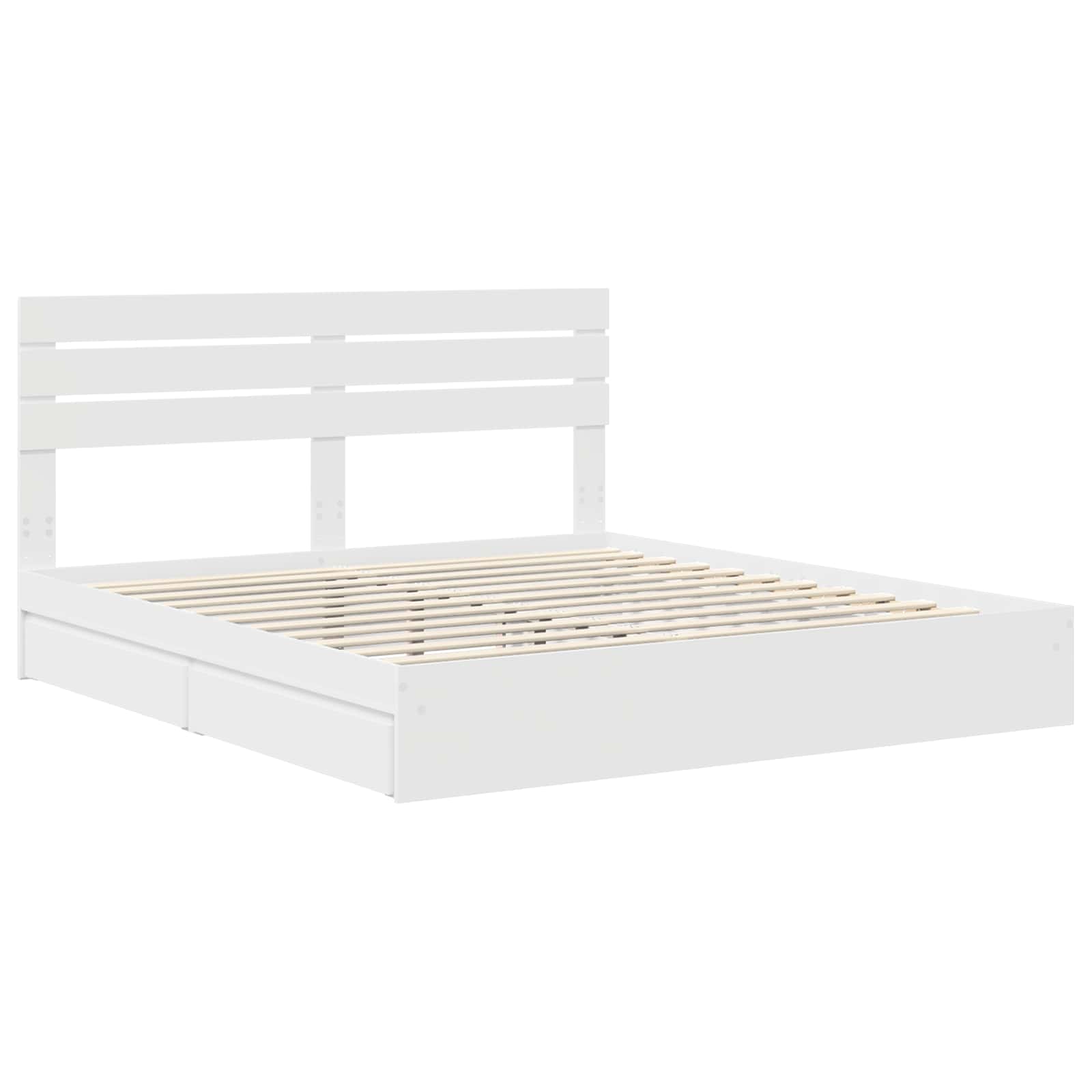 Lit de rangement blanc 180 x 200 cm panneau de bois - 4