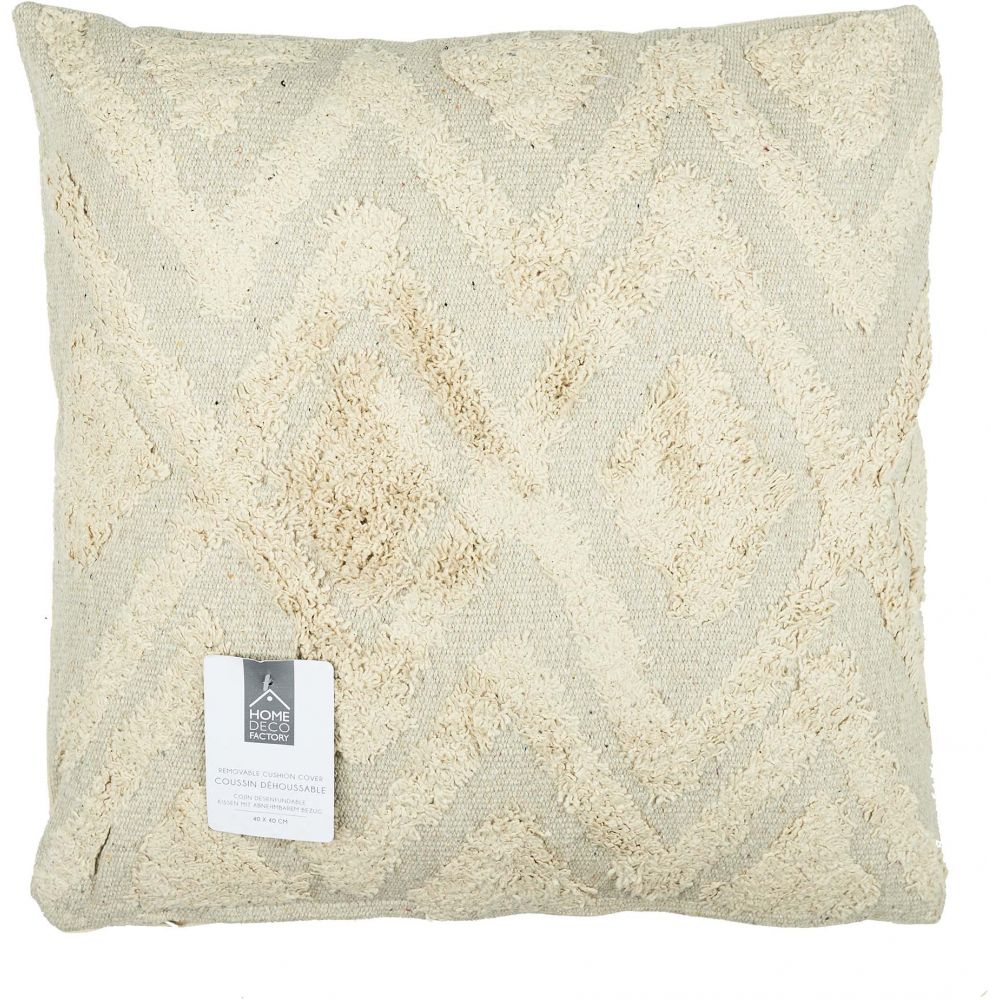 Coussin - Home Deco Factory - Ethnique - Relief Losange - Beige - 3