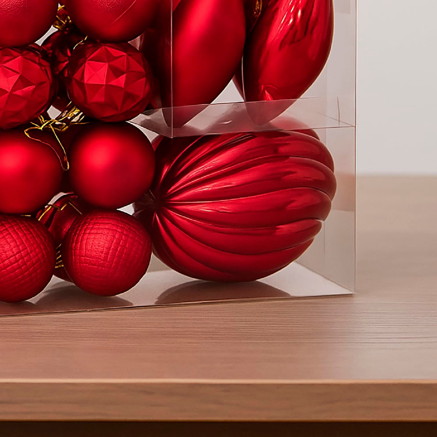 Caja 26 Adornos Arbol Navidad, Plástico, 6/12 cm, Variado, Rojo - 2