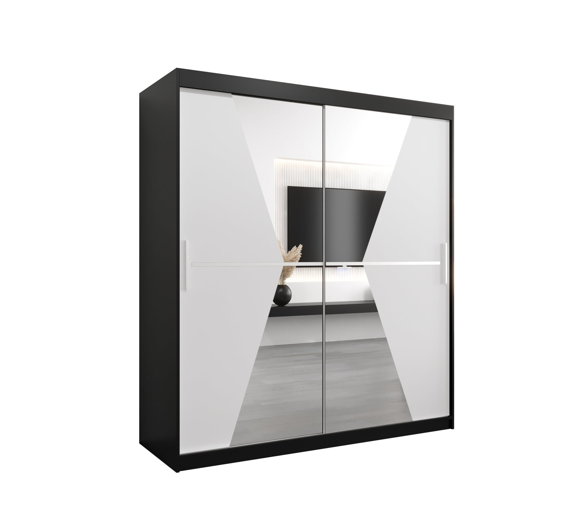 Szafa przesuwna garderoba MAROKO 180 x 62 x 200 cm Czarny + Biały - Abiks Meble