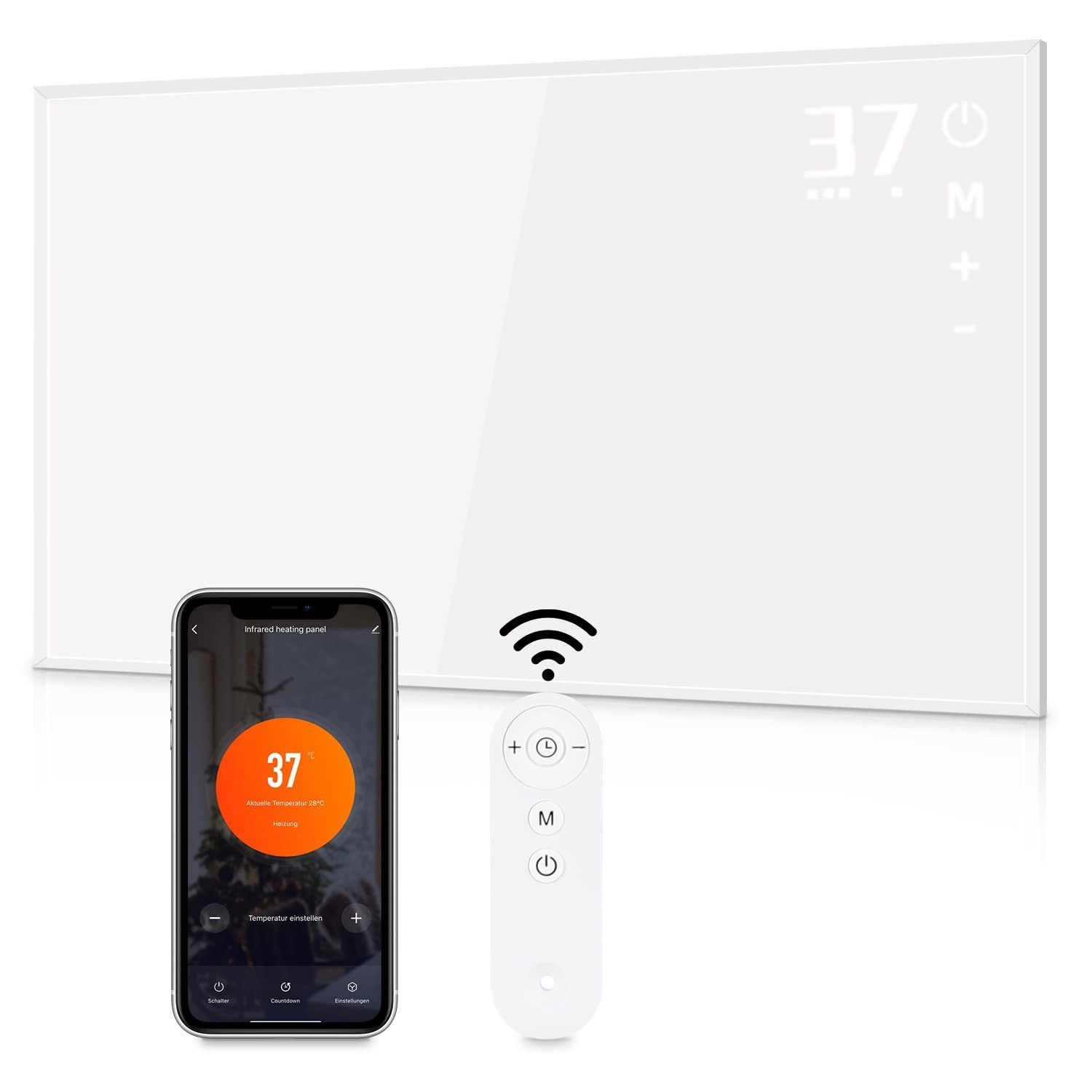 ZMH Energooszczędny promiennik podczerwieni do montażu na ścianie z pilotem do sypialni i hotelu