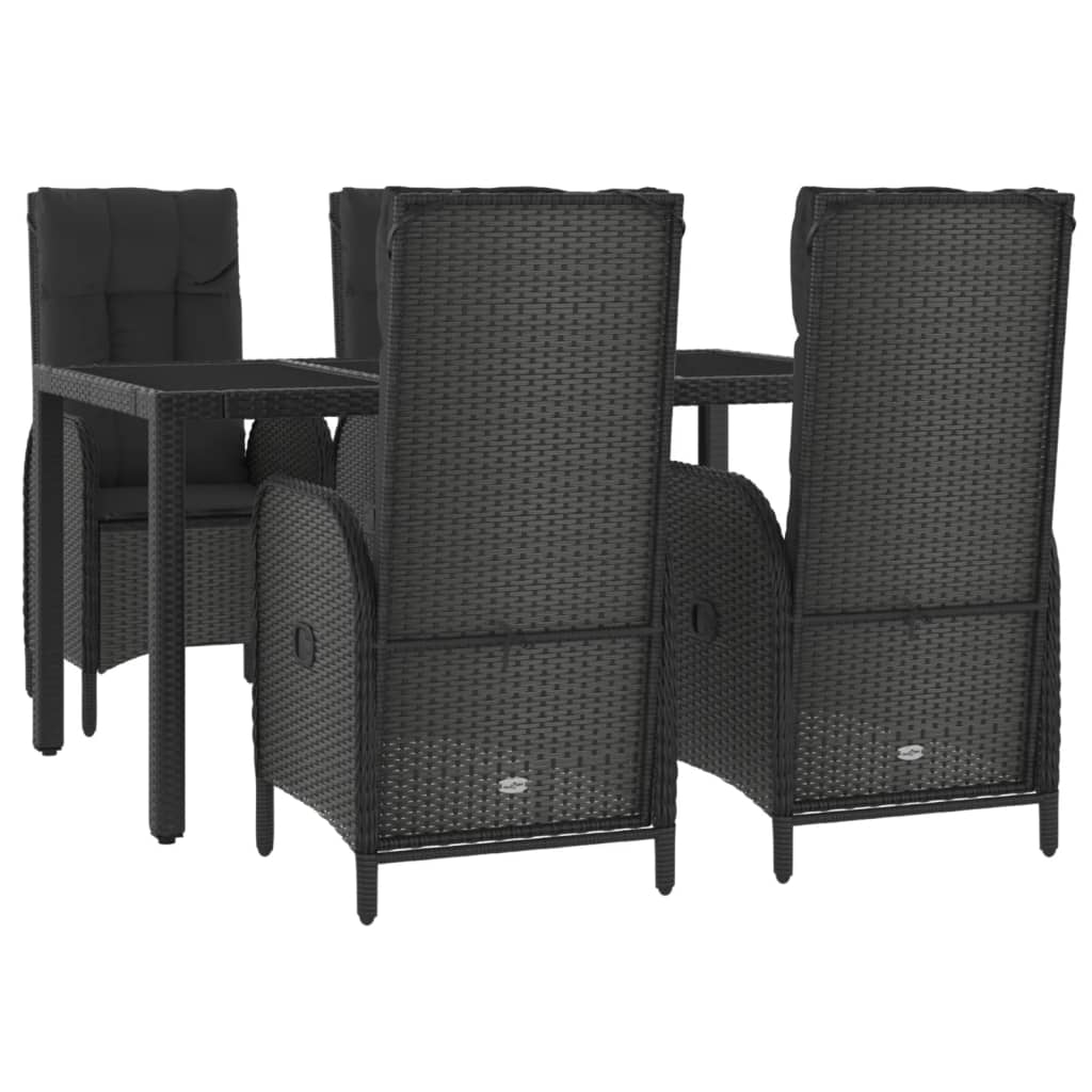 Maison Exclusive - Set da Pranzo da Giardino 5 pz Nero con Cuscini in Polyrattan - 3