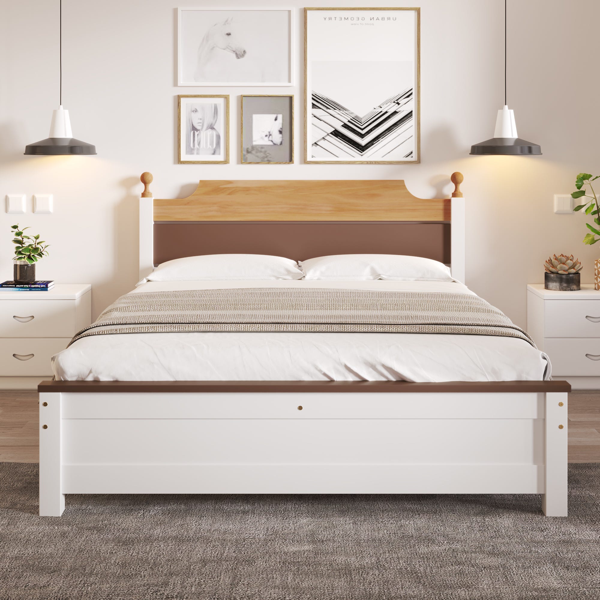 Letto matrimoniale in legno, bianco spazzolato · Mobilificio Maieron Letto matrimoniale in legno, bianco spazzolato · Mobilificio Maieron