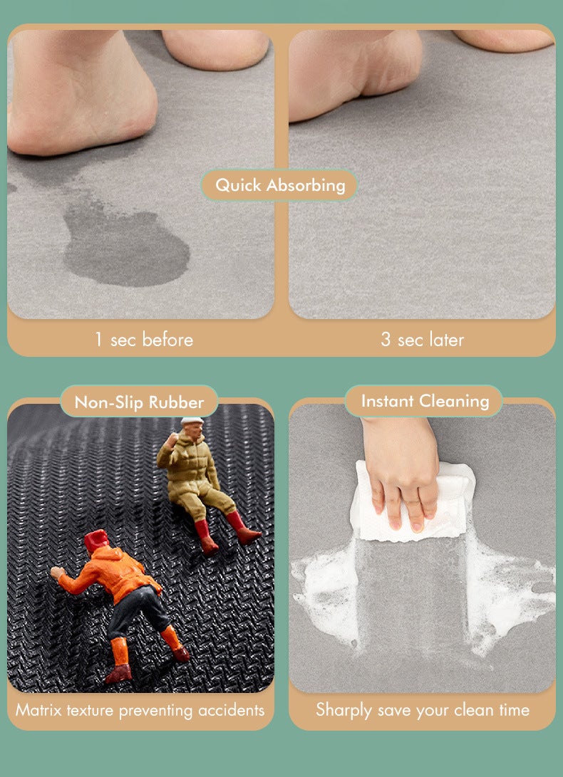 Tapis de bain antidérapant, absorbant et à séchage rapide en diatomite avec fond en caoutchouc antidérapant - Garantit sécurité et confort (50x80cm) - 3