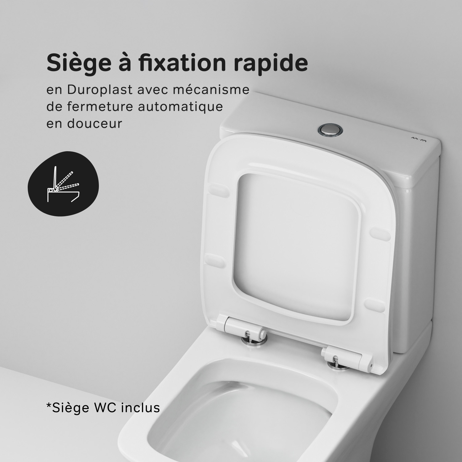 Pack WC à poser sortie horizontale sans bride, Gem, avec couvercle de siège Softclosing FlashClean CGA8601PSC Blanc AM.PM - 5