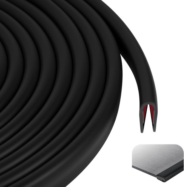 Protetor de porta de carro de 6 m, vedação de borracha adesiva em forma de U de 10 mm x 5 mm, protetor de borda de chapa metálica, para painéis e