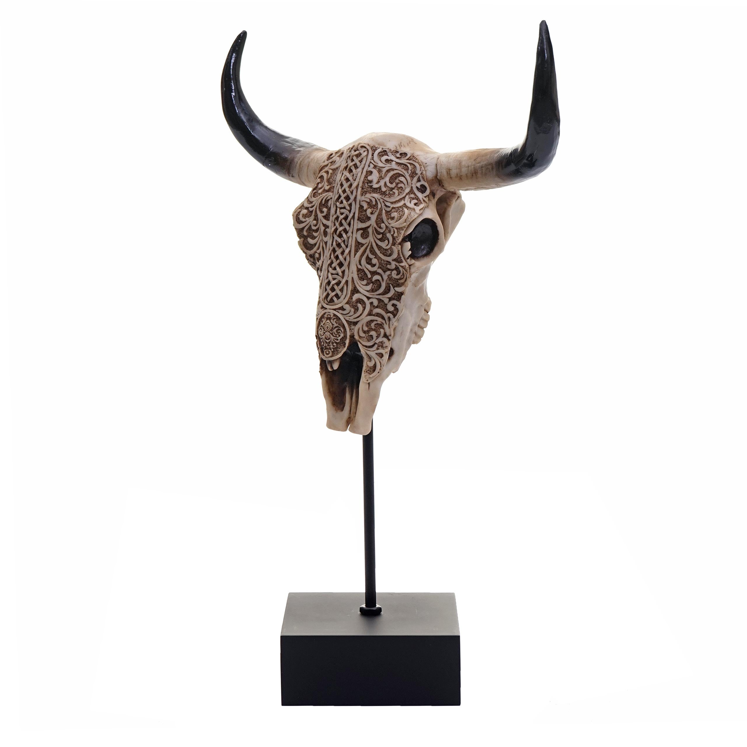 Figura decorativa de cabeza de vaca, trofeo de cabeza de toro con poliresina trival 47x30x12cm 04_0002840