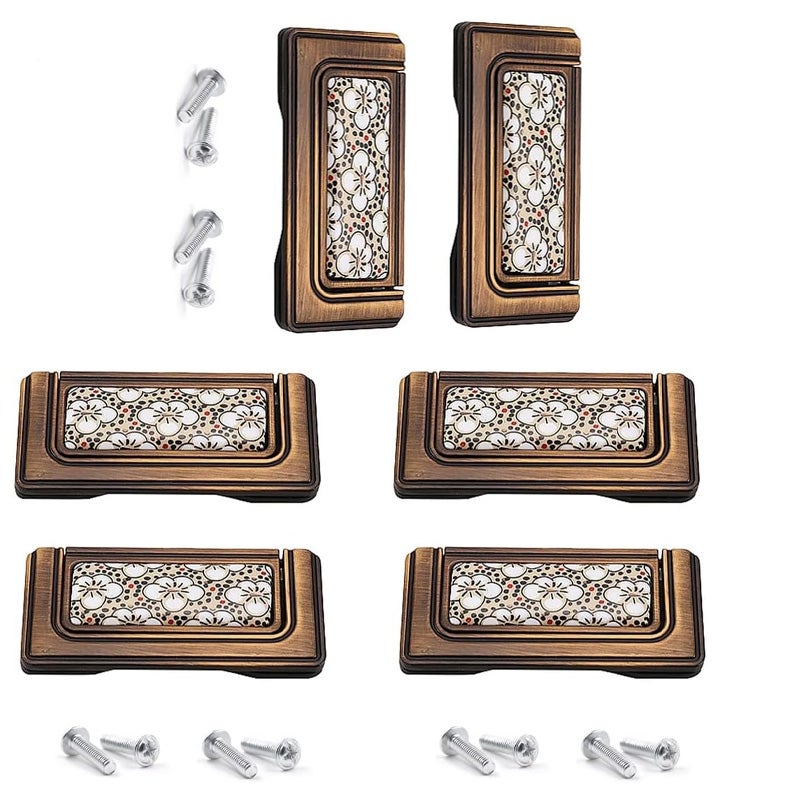 Asidraa Lot De 6 Poignées De Placard De Cuisine En Laiton Brossé Doré