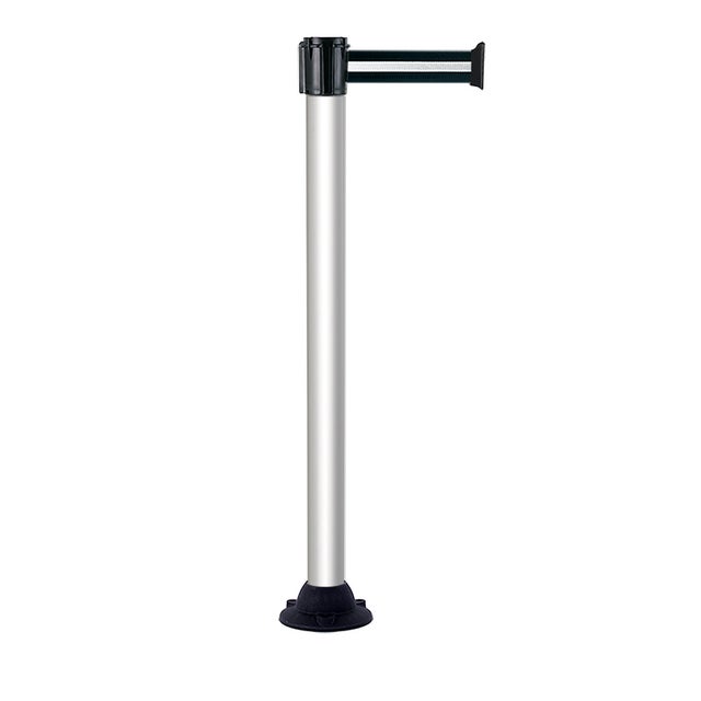 Poteau Alu Anodisé à sangle Noir/Argent 5m x 50mm sur socle fixe - 2052085