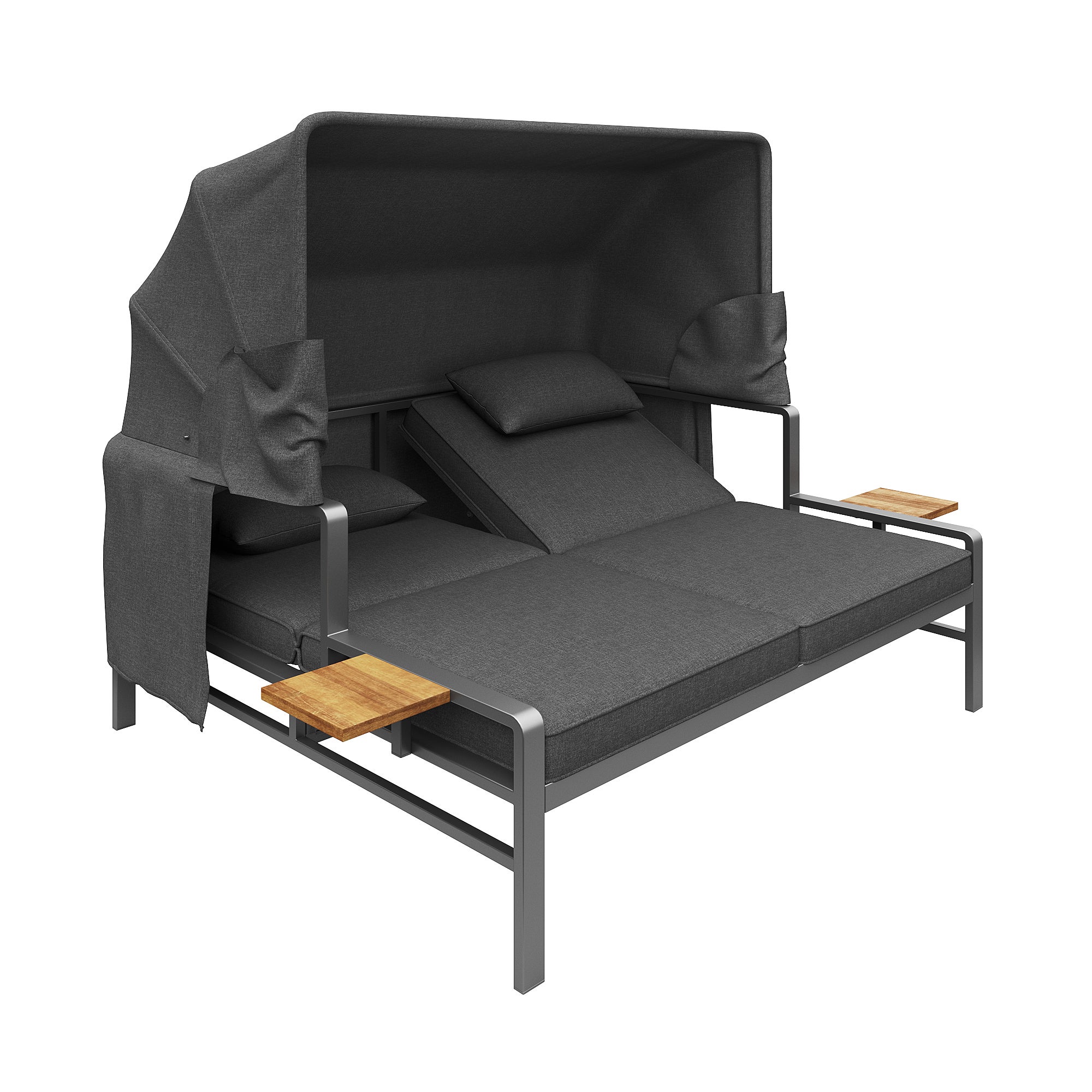 Salon bas de jardin en Métal Gris 2 personnes - 4