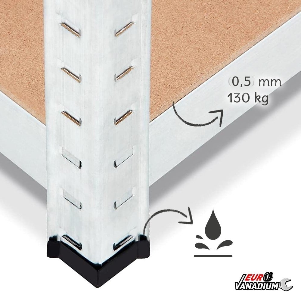 Étagère d'angle métallique 4 niveaux 150x140 cm - rayonnage charges lourdes 1560 kg, garage atelier - 30 cm - Gris - 4