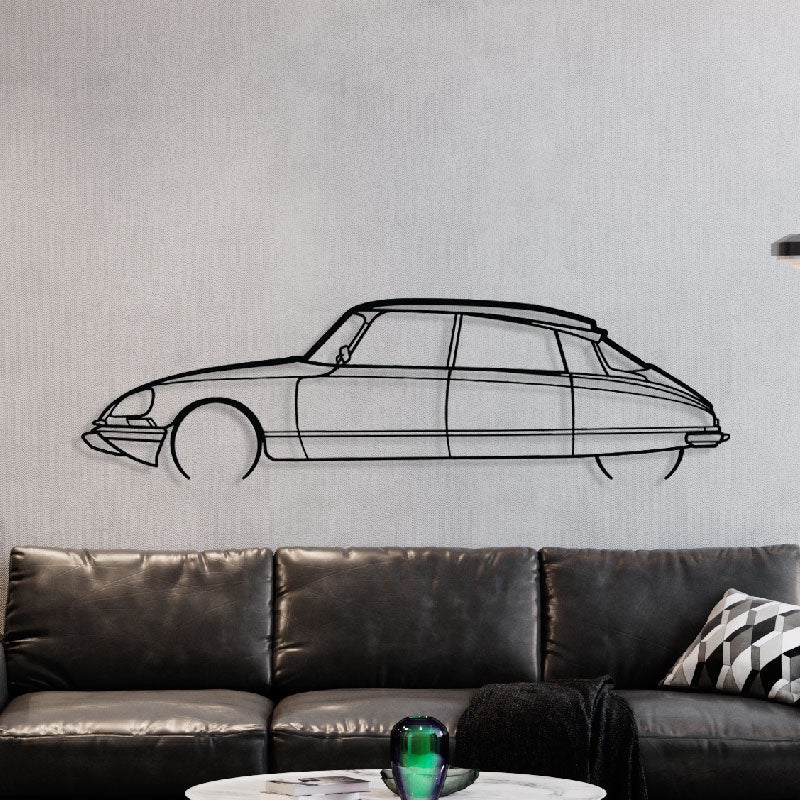 DÉCORATION MURALE EN MÉTAL - Silhouette de voiture - DS 23 détaillée - 1974 - 80 cm - Édition limitée - 2