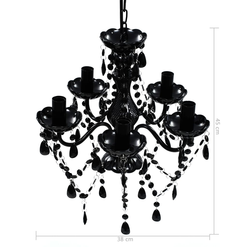 vidaXL Lustre avec 5 ampoules Crystal noir - 7