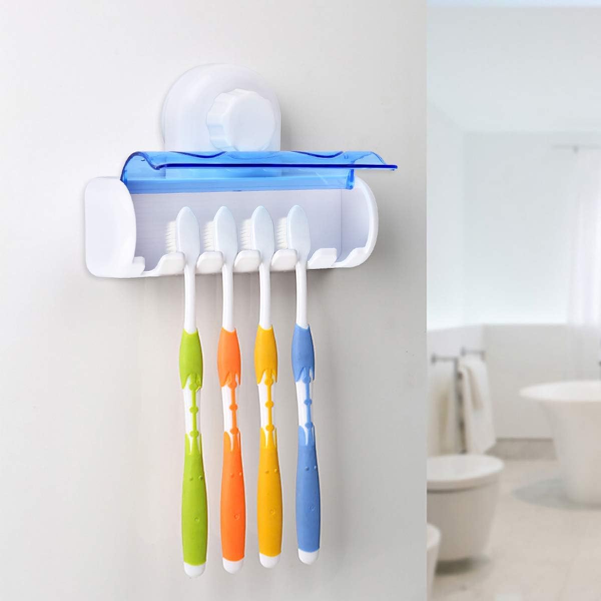 6 uchwytów na szczoteczki do zębów, plastikowa przyssawka, półka na szczoteczki do zębów do łazienki