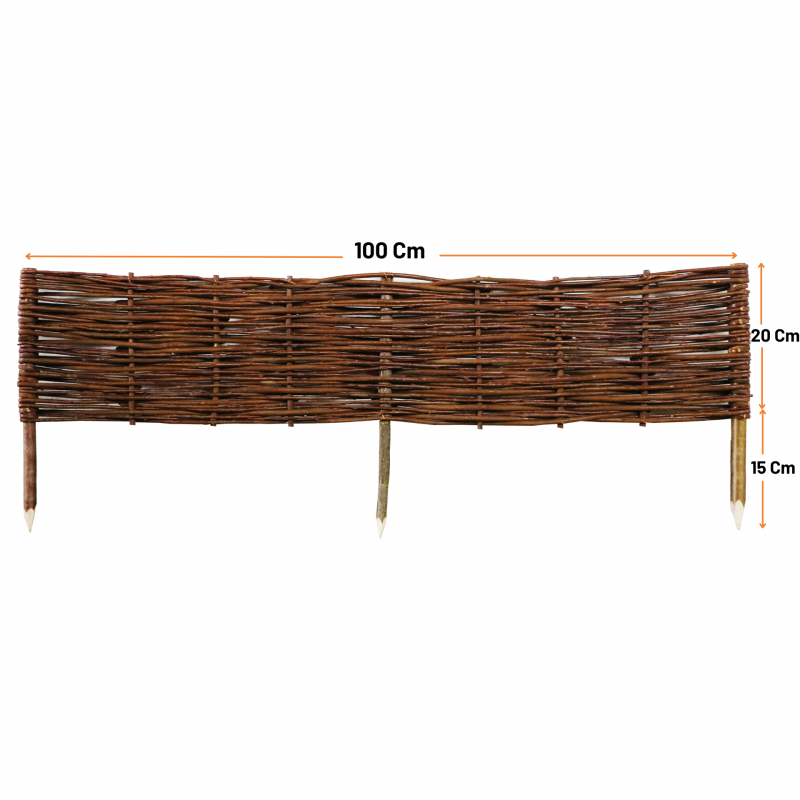 Bordure en osier tressé et piquets noisetier à planter L 1 m x H 20 cm - 3
