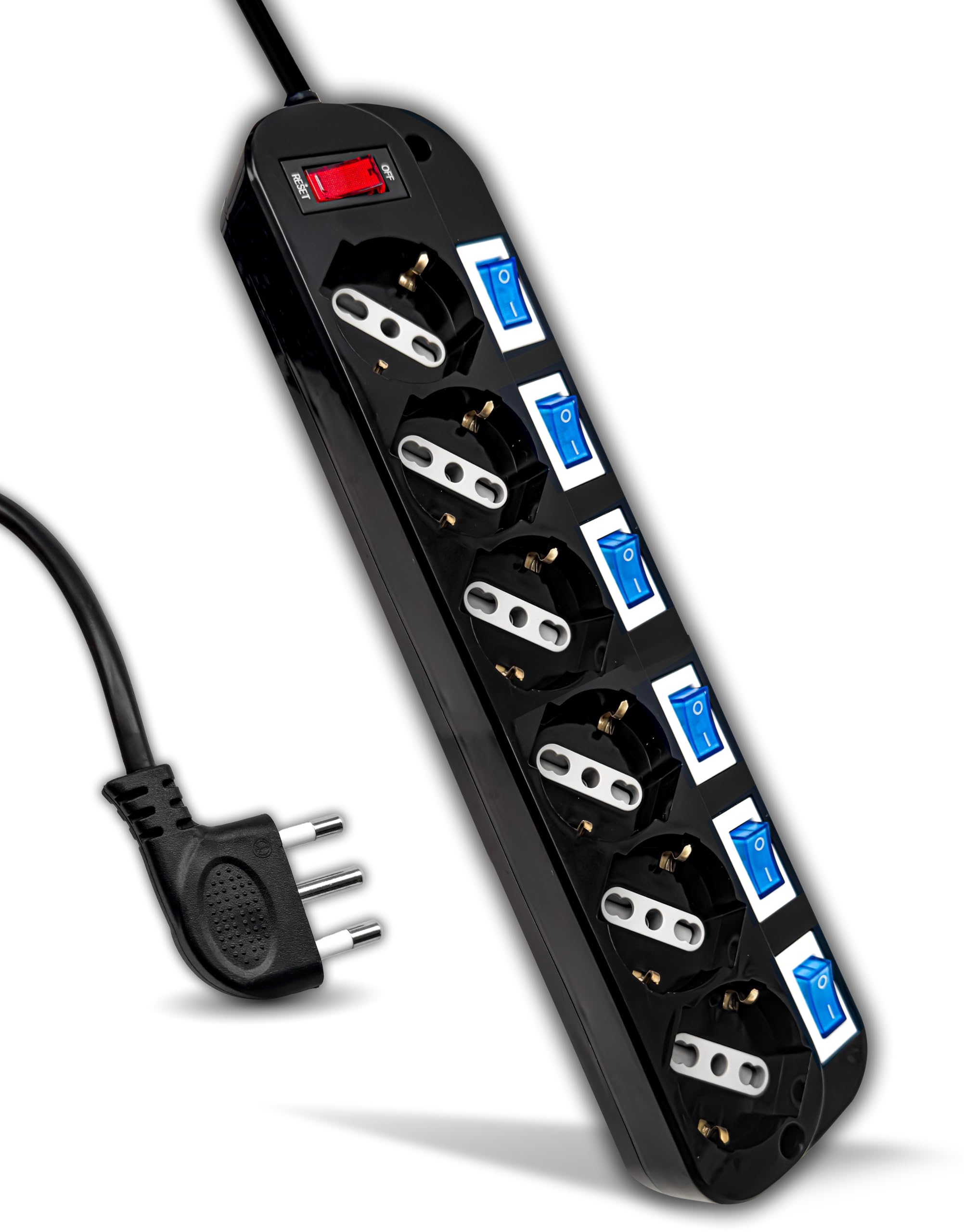 V-TAC Multipresa Elettrica Nera con Interruttori Indipendenti