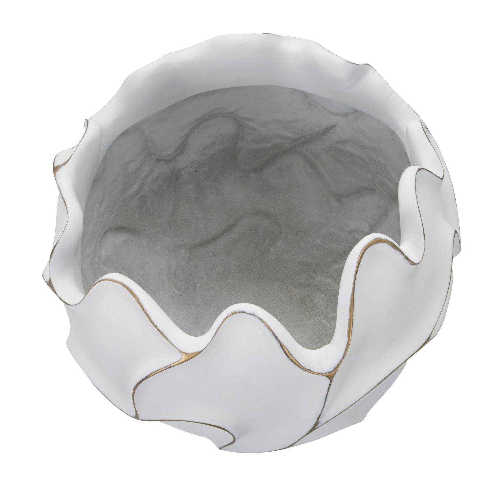 Cachepot in resina bianco con decori in rilievo Ø cm 44x37 - 2