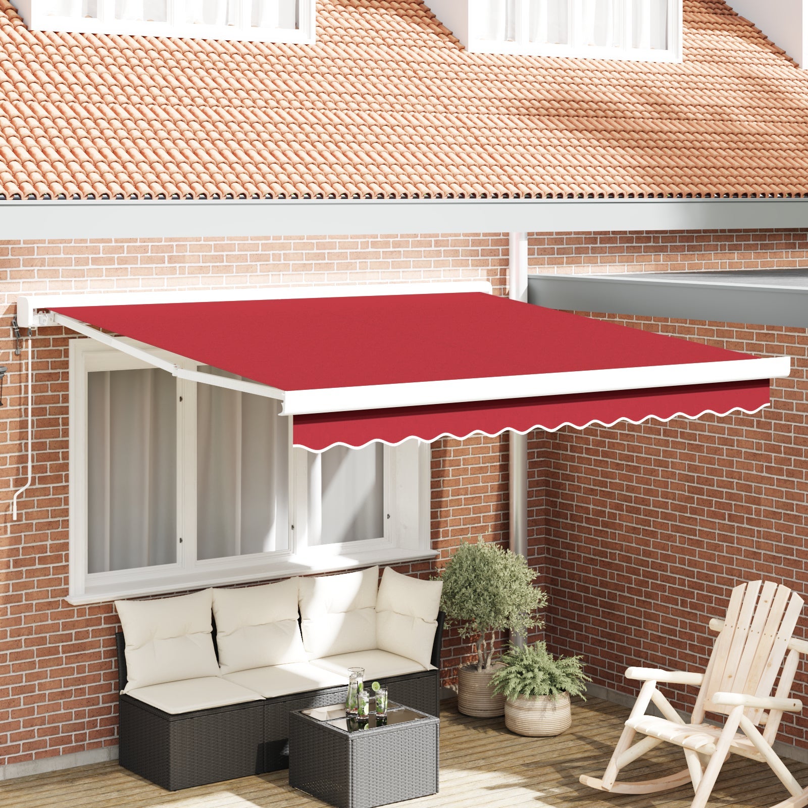 Vidaxl toldo retráctil automático rojo 300x250 cm, vidaxl tela de reemplazo para toldo de 3x2.5 m rojo