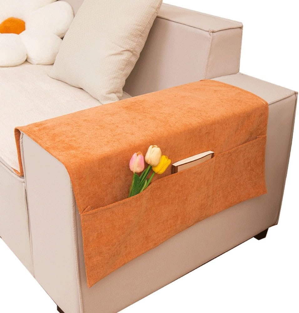 Pokrowce na podłokietniki sofy do salonu, wykonane z wytrzymałego poliestru, ochronne i łatwe w czyszczeniu - Pokrowce na ręczniki - Pomarańczowe