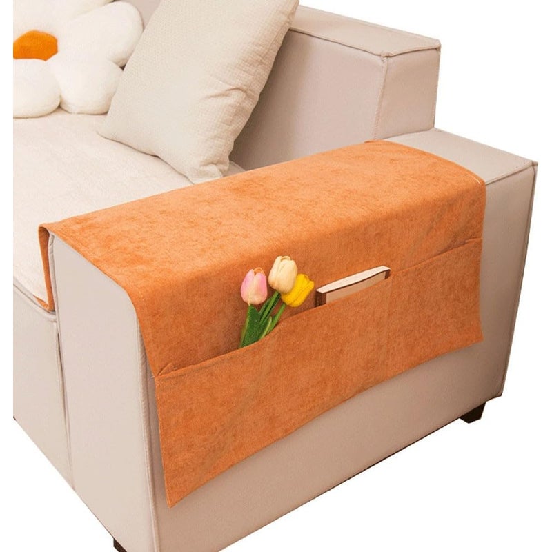 Pokrowce na podłokietniki sofy do salonu, wykonane z wytrzymałego poliestru, ochronne i łatwe w czyszczeniu - Pokrowce na ręczniki - Pomarańczowe