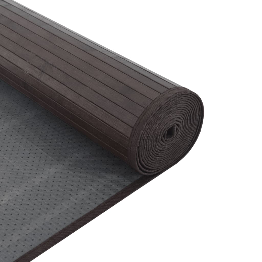 Tapis rectangulaire marron foncé 60x500 bambou - 5